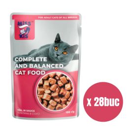 MISS KIS,  Set Plicuri Hrana Umeda Pentru Pisici, cu Vitel in Sos, 14x100g