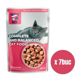 MISS KIS,  Plic Hrana Umeda Pentru Pisici, cu Vitel in Sos, 100g