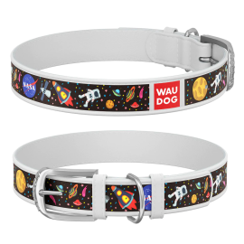 WAUDOG Design, Zgarda Piele Caini, cu Smart ID Tag, Model NASA, Marime L 38-49cm