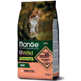 MONGE BWild Grain Free Adult Cat, cu Somon si Mazare – Hrană Uscată fara Cereale pentru Pisici Adulte, 1.5kg
