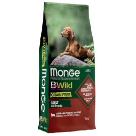 MONGE BWild Grain Free cu Miel, Cartofi și Mazăre – Hrană Uscată Superpremium pentru Câini Adulti, 12 kg