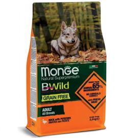 MONGE Bwild Grain Free cu Rață și Cartofi – Hrană Uscată Superpremium pentru Câini Adulți, 2.5kg
