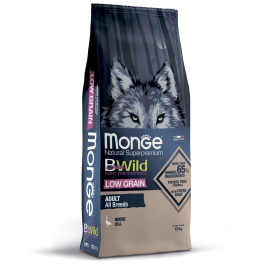 MONGE BWild Low Grain cu Gâscă – Hrană Uscată Superpremium pentru Câini Adulți, 12kg