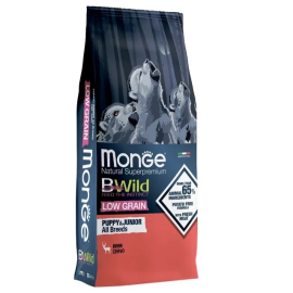 MONGE BWild Low Grain Puppy & Junior cu Caprioara – Hrană Uscată Superpremium pentru Caini juniori, 2.5kg