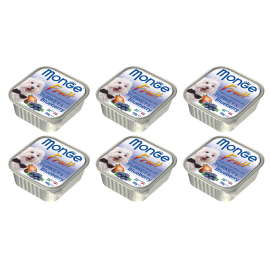 MONGE Dog Fruit, cu Curcan si Afine, Set Conserve Hrana Umeda Fara Cereale Pentru Caini 6x100g