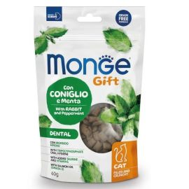 MONGE Gift Cat Dental Sticks, cu Iepure si Menta, Recompense Pisici Pentru Igiena Orala, 60g