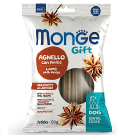 MONGE Gift Mini Junior Dental Sticks, cu Miel si Anason, Recompense Caini Juniori Pentru Igiena Orala, 120g