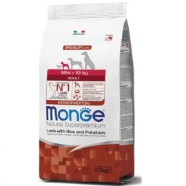 MONGE NATURAL Adult Mini, Miel si Orez, Hrana Uscata Monoproteica Caine, Digestie Optima, 2.5kg