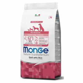 MONGE Natural Monoprotein Puppy, cu Vita si Orez, Hrana Uscata Monoproteica Pentru Pui de Catel, 12kg