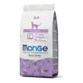 MONGE Natural Superpremium Cat Adult Sterelised, cu Pui, Hrana Uscata Pentru Pisici Adulte Sterliizate, 1.5lg