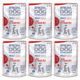 MONGE Special Dog Excellence Medium, cu Vita, Set Plicuri Hrana Umeda Pentru Caini Talie Medie, 6x100g