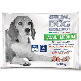 MONGE Special Dog Excellence Medium, cu Vita si Vanat, Set Plicuri Hrana Umeda Pentru Caini, 4x100g