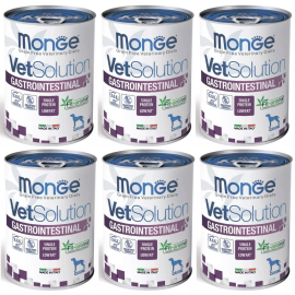 MONGE VETSOLUTION Gastrointestinal Canine, Set Conserve Hrana Umeda Pentru Caini cu Afectiuni Gastrointestinale, 6x400g