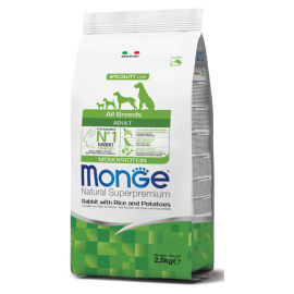 MONGE NATURAL Adult All Breeds, Iepure, Hrana Uscata Monoproteica Caine, 2.5kg