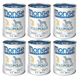 MONGE MONOPROTEIN SOLO Pui, Bax Hrana Umeda Monoproteica, Fara Cereale, Caine, (pateu) 6x400g