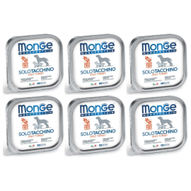 MONGE MONOPROTEIN SOLO Curcan, Bax Hrana Umeda Monoproteica, Fara Cereale, Caine, (pateu) 6x150g