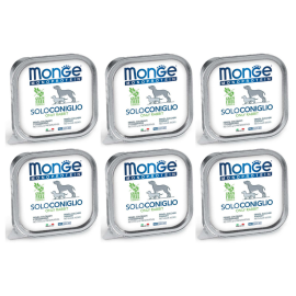 MONGE MONOPROTEIN SOLO Iepure, Bax Hrana Umeda Monoproteica, Fara Cereale, Caine (pateu) 6x150g