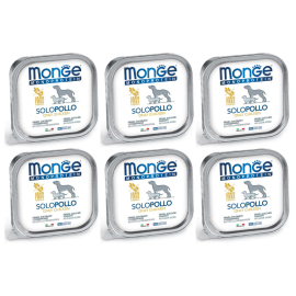 MONGE MONOPROTEIN SOLO Pui, Bax Hrana Umeda Monoproteica, Fara Cereale, Caine, (pateu) 6x150g