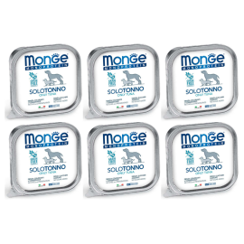 MONGE MONOPROTEIN SOLO Ton, Bax Hrana Umeda Monoproteica, Fara Cereale, Caine, (pateu) 6x150g