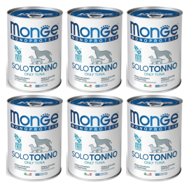 MONGE MONOPROTEIN SOLO Ton, Bax Hrana Umeda Monoproteica, Fara Cereale, Caine, (pateu) 6x400g