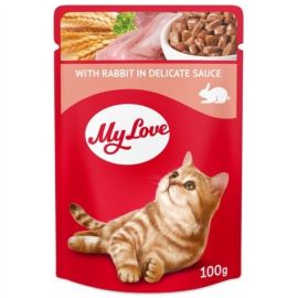 MY LOVE CAT Plic Hrana Umeda, cu Iepure, Pentru Pisici Adulte, 100g
