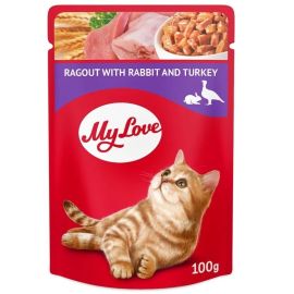 MY LOVE CAT Plic Hrana Umeda, cu Iepure si Curcan, Pentru Pisici Adulte, 100g