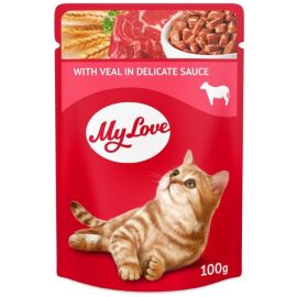 MY LOVE CAT Plic Hrana Umeda, cu Vitel, Pentru Pisici Adulte, 100g