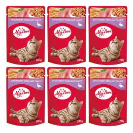 MY LOVE CAT Set Plicuri Hrana Umeda, cu Curcan, Pentru Pisici Adulte, 6x100g