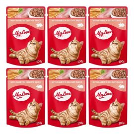 MY LOVE CAT Plic Hrana Umeda, cu Iepure, Pentru Pisici Adulte, 100g