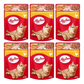 MY LOVE CAT Plic Hrana Umeda, cu Pui, Pentru Pisici Adulte, 6x100g