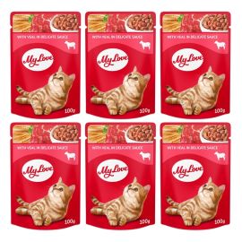 MY LOVE CAT Plic Hrana Umeda, cu Vitel, Pentru Pisici Adulte, 100g