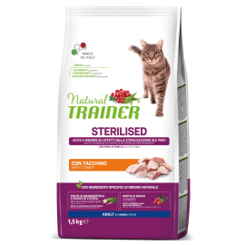 NATURAL TRAINER Cat Sterilised, cu Curcan, Hrana Uscata Pentru Pisici Sterilizate, 1.5kg
