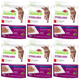 NATURAL TRAINER Cat Sterelised, cu Vita, Set Plicuri Hrana Umeda Pisici Sterilizate, 6x85g