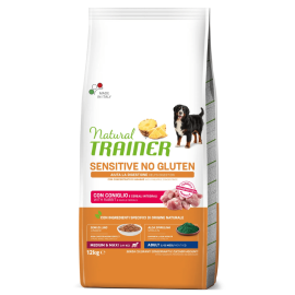 NATURAL TRAINER Dog Medium & Maxi Adult Sensitive No Gluten, cu Iepure, Hrană Uscată Monoproteică pentru Câini de Talie Medie / Mare, 12kg