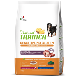 NATURAL TRAINER Dog Medium & Maxi Adult Sensitive No Gluten, cu Rata, Hrană Uscată Monoproteică pentru Câini de Talie Medie / Mare, 3kg