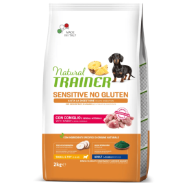 NATURAL TRAINER Dog Mini Adult Sensitive No Gluten cu Iepure, Hrană Uscată Monoproteică pentru Câini de Talie Mică, 2kg