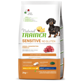 NATURAL TRAINER Dog Mini Adult Sensitive No Gluten cu Iepure, Hrană Uscată Monoproteică pentru Câini de Talie Mică, 2kg