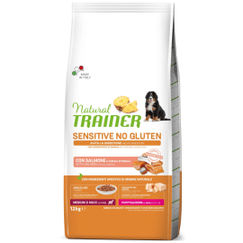 NATURAL TRAINER Dog Sensitive, No Gluten, Medium / Maxi Puppy & Junior, cu Somon, Hrana Uscata Monoproteica Pentru Catelusi de Talie Medie si Mare 12kg