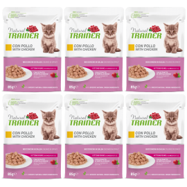 NATURAL TRAINER Kitten & Young, cu Pui, Set Plicuri Hrana Umeda Pentru Pui de Pisica, 6x85g