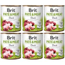 BRIT PATE & MEAT Rata, Bax Conserva Hrana Umeda Caine (bucati carne in pateu) 6x800g