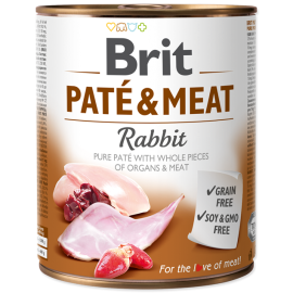 BRIT PATE & MEAT Iepure, Conserva Hrana Umeda Caine (bucati carne in pateu) 800g
