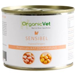 OrganicVet  Feline Veterinary Sensibel, Dieta Umeda, cu Carne de Pasare,  Pentru Pisici Sensibile, Predispuse la Alergii si Intolerante, 200g