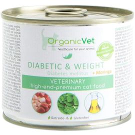 OrganicVet Veterinary Feline Diabetic & Weight, Dieta Umeda Pentru Pisici Obeze sau cu Diabet, 200g