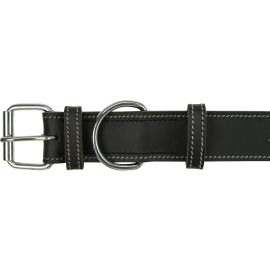 TRIXIE Rustic Heartbeat, Zgarda din Piele Pentru Caini, Reglabila, Neagra, Marime L 47-55cm | 40mm