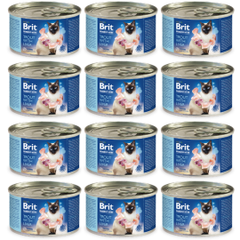 BRIT PREMIUM By Nature Adult, Pastrav si Ficat, Bax Conserve Hrana Umeda Fara Cereale, Pisici (pate cremos), 12x200g