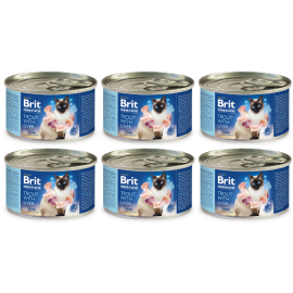 BRIT PREMIUM By Nature Adult, Pastrav si Ficat, Bax Conserve Hrana Umeda Fara Cereale, Pisici (pate cremos), 6x200g
