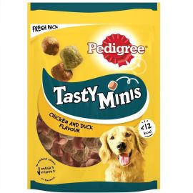 PEDIGREE Tasty Minis Bites, Recompense Moi Pentru Caini, Cubulete cu Carme de Pui si Rata, 130g