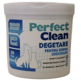 PERFECT CLEAN Degetare Pentru Igiena Urechilor la Caini si Pisici, 50buc