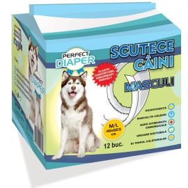 PERFECT Diaper Scutece Pentru Caini Masculi, Marime M/L | Circumferinta Talie 46-62.5cm, 12buc