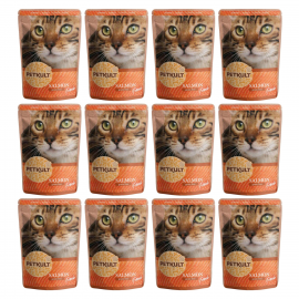 PETKULT Cat Adult, cu Somon, Set Plicuri Hrana Umeda Fara Cereale Pentru Pisici, 12x100g